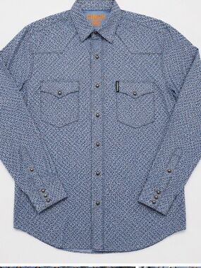Cinch Men's Light Blue Microprint Western Button-Down Shirt